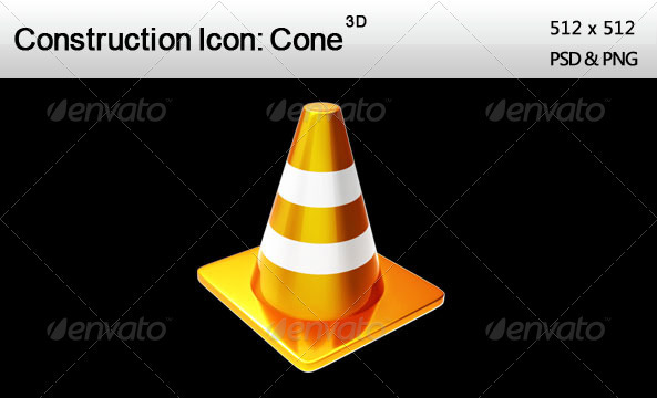 3D Construction Icon: Cone - Web Icons