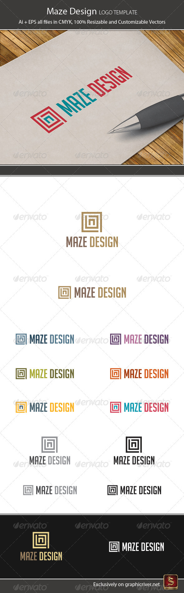 Maze Design Logo Template - Vector Abstract