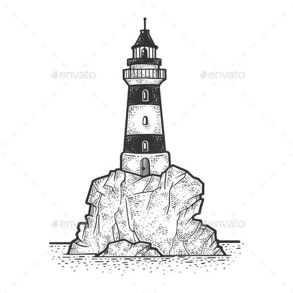 Landscape sketch of the lighthouse and sea Vector Image