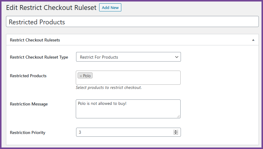 WooCommerce Restrict Checkout By Products
