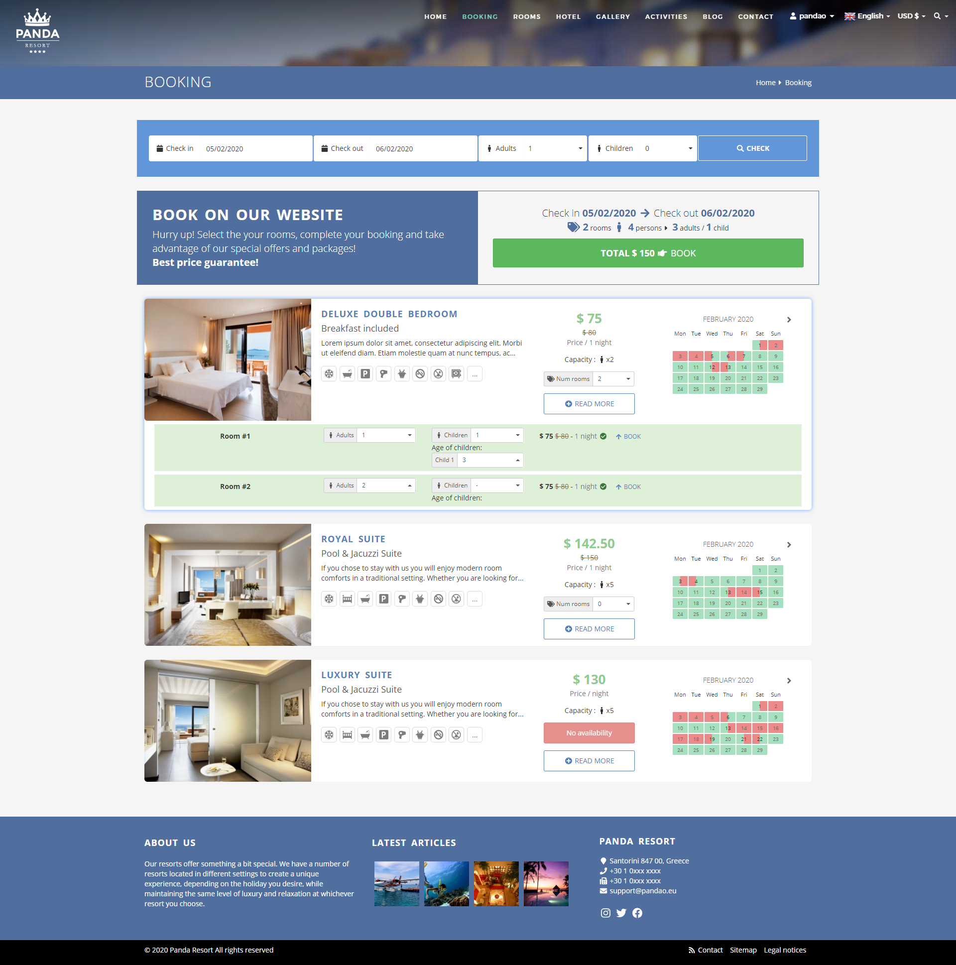 Panda Resort 8 - CMS for Single Hotel - Booking System