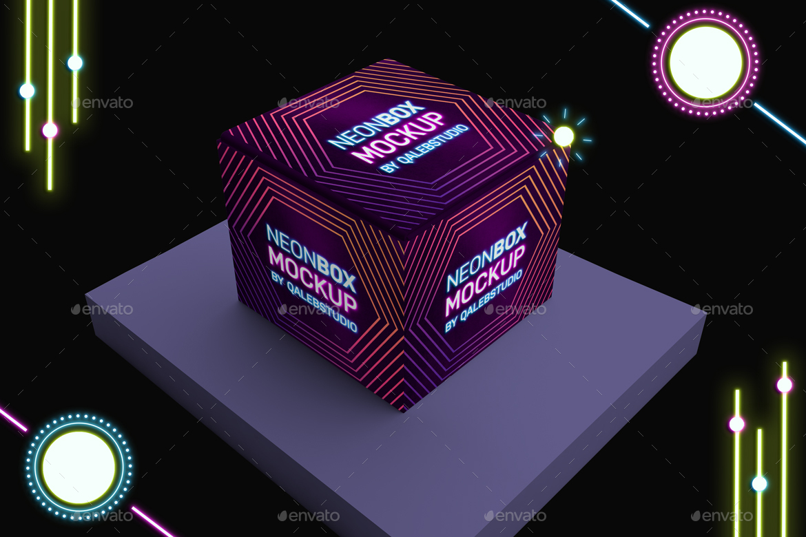 Neon Box Mockup V.2 by QalebStudio | GraphicRiver