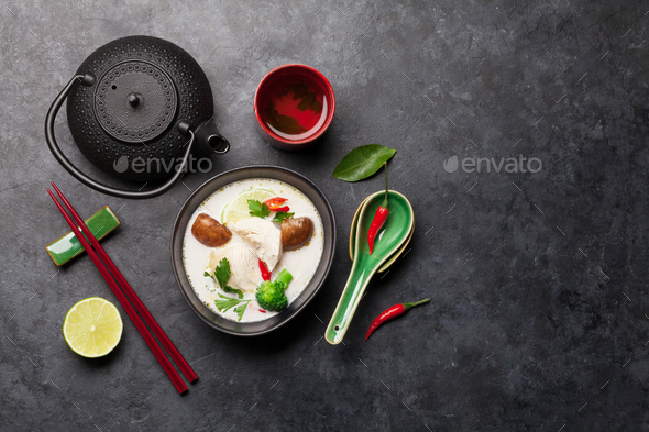 Tom Kha traditional Thai soup - Stock Photo - Images