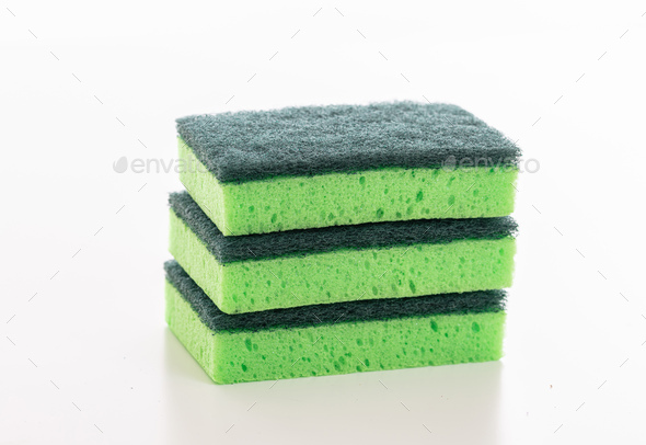 cleaning sponges on a white background, Stock image