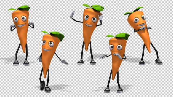 Dancing Carrot Cartoon 3d Character (5-Pack) by se5d | VideoHive