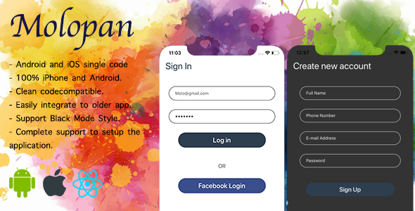 Molopan | React native Login & Register