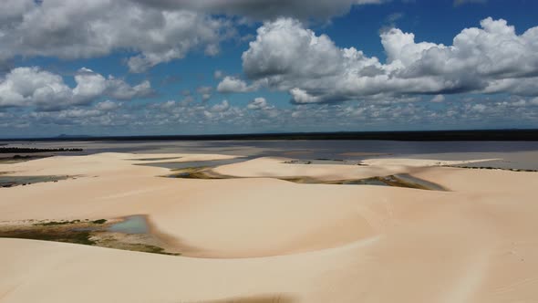 Brazilian landmark rainwater lakes and sand dunes. Jericoacoara Ceara. alt