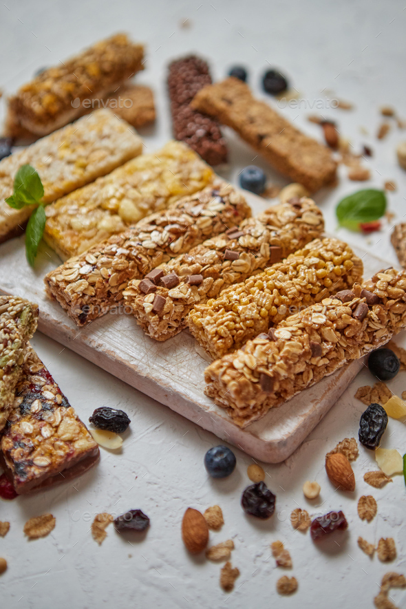 Download Homemade Gluten Free Granola Bars With Mixed Nuts Seeds Dried Fruits Stock Photo By Daniel Dash