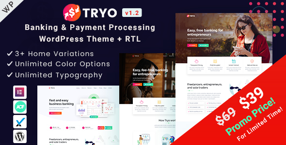 Tryo – Online Banking & Payment Processing WordPress Theme