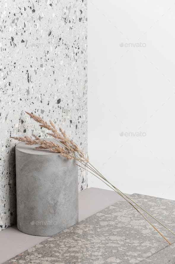 Creative composition of various building decoration materials and dry plants. - Stock Photo - Images