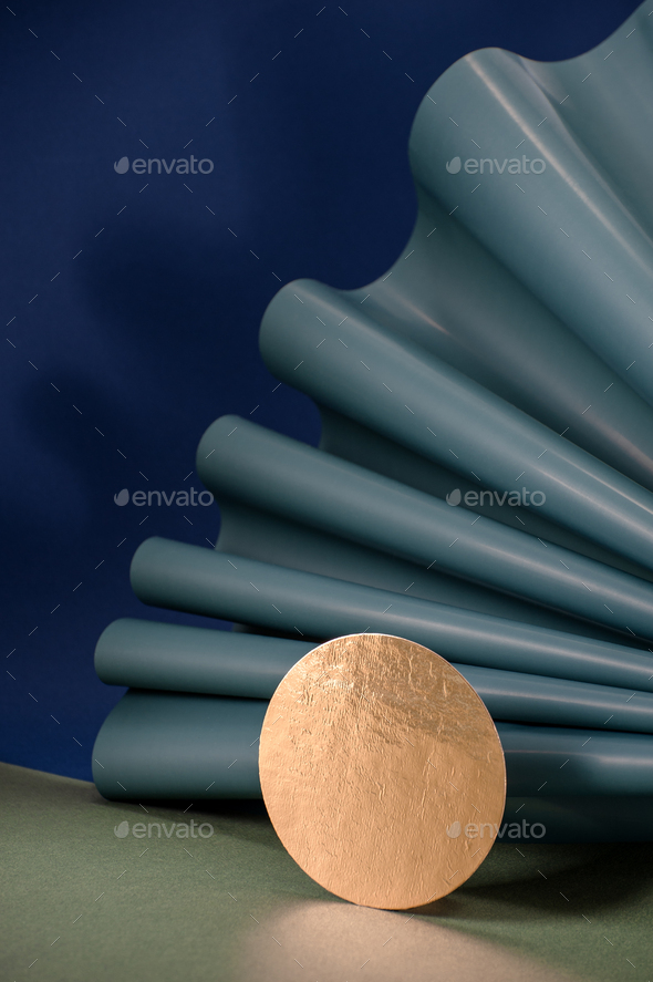 Conceptual art still life of various textures and shapes "Circle and wave." - Stock Photo - Images