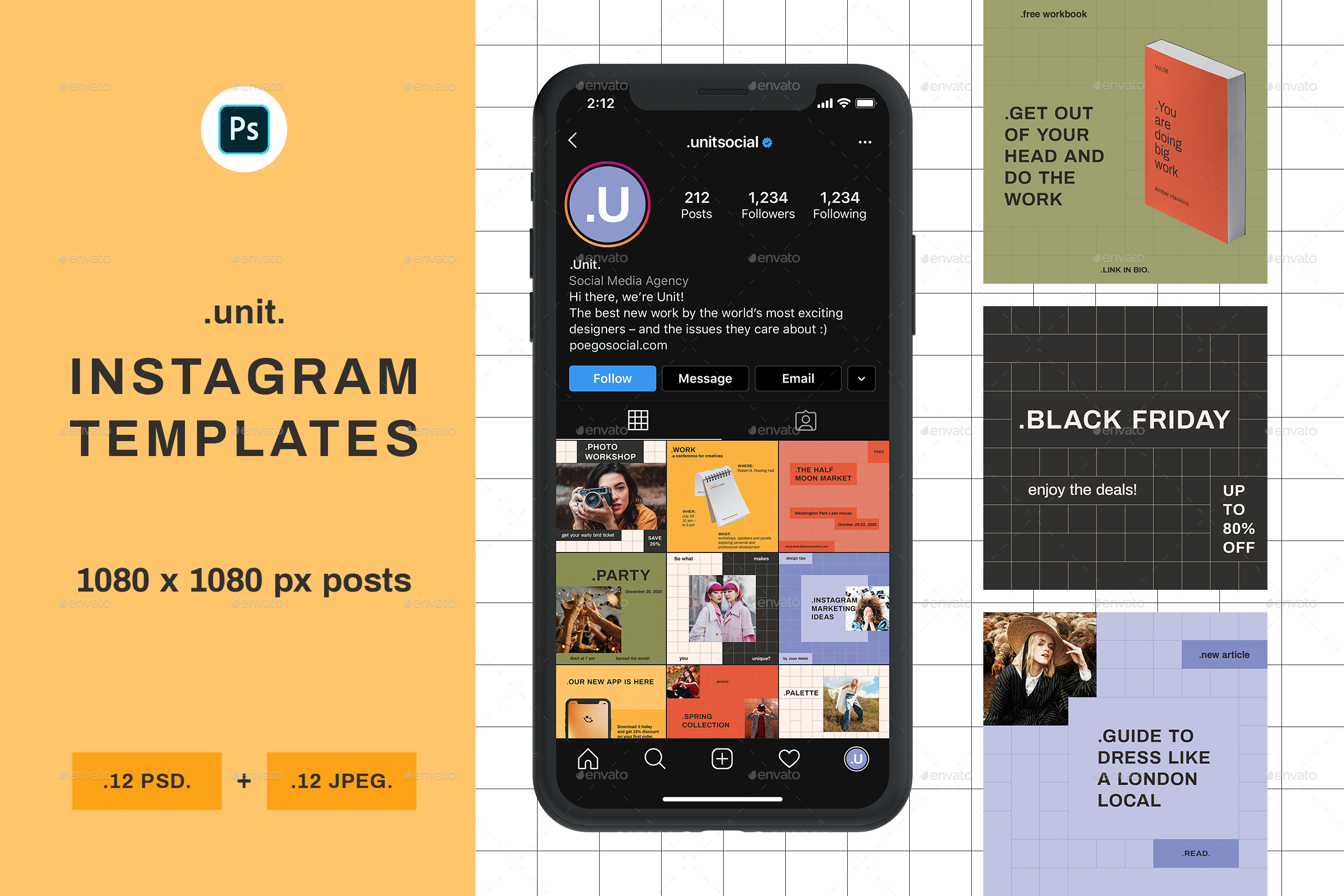 Unit Instagram Templates, Web Elements | GraphicRiver