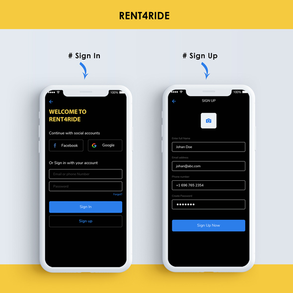 Rent4Ride Application Template for iOS