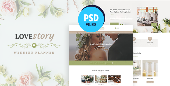 Love Story | Wedding and Event Planner PSD Template