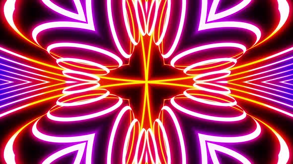 VJ loop neon kaleidoscope. Looping animation.