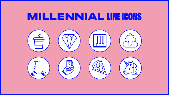 Millennial Line Icons - VideoHive 25745652