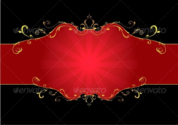 Red floral label - Decorative Symbols Decorative