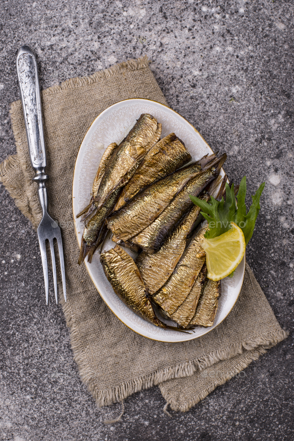 Canned smoked sprats in oil Stock Photo by furmanphoto | PhotoDune