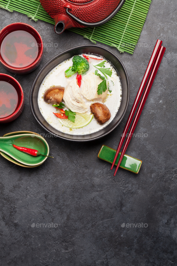 Tom Kha traditional Thai soup - Stock Photo - Images