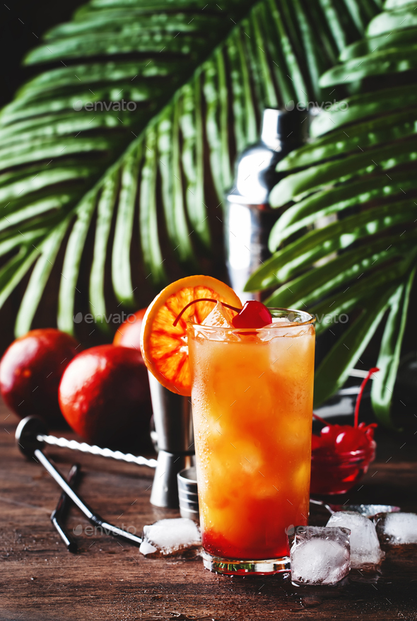 Summer tequila sunrise cocktail