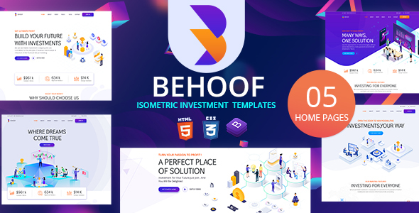 Super Behoof - Isometric Investment Website HTML Templates