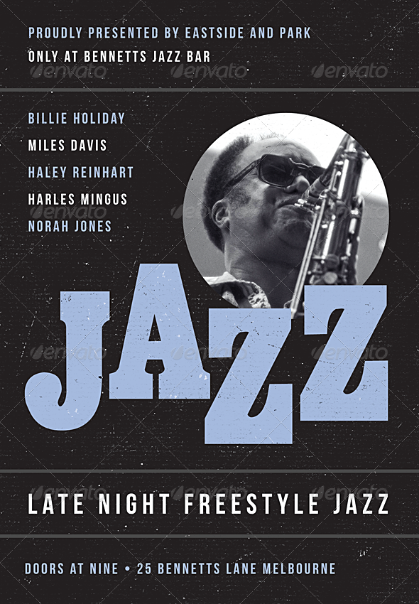 Bluetone - Jazz, Blues and Swing Flyer Template - Concerts Events