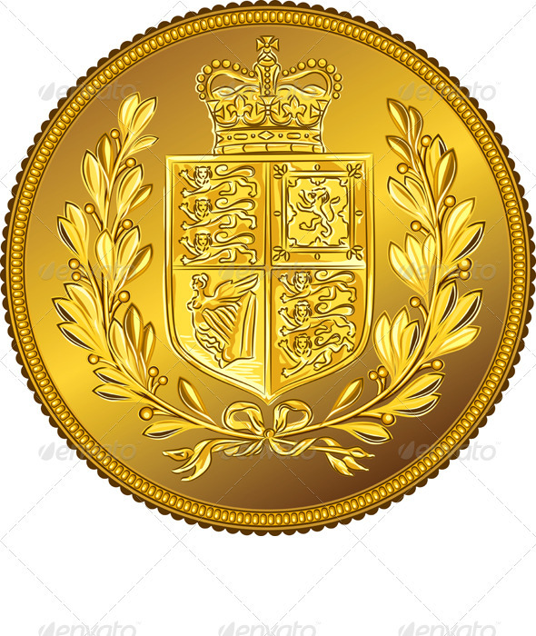Vector British Money Gold Coin Sovereign - Business Conceptual