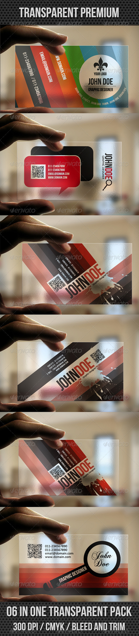 06 In One Transparent Pack - Transparent Premium - Business Cards Print Templates
