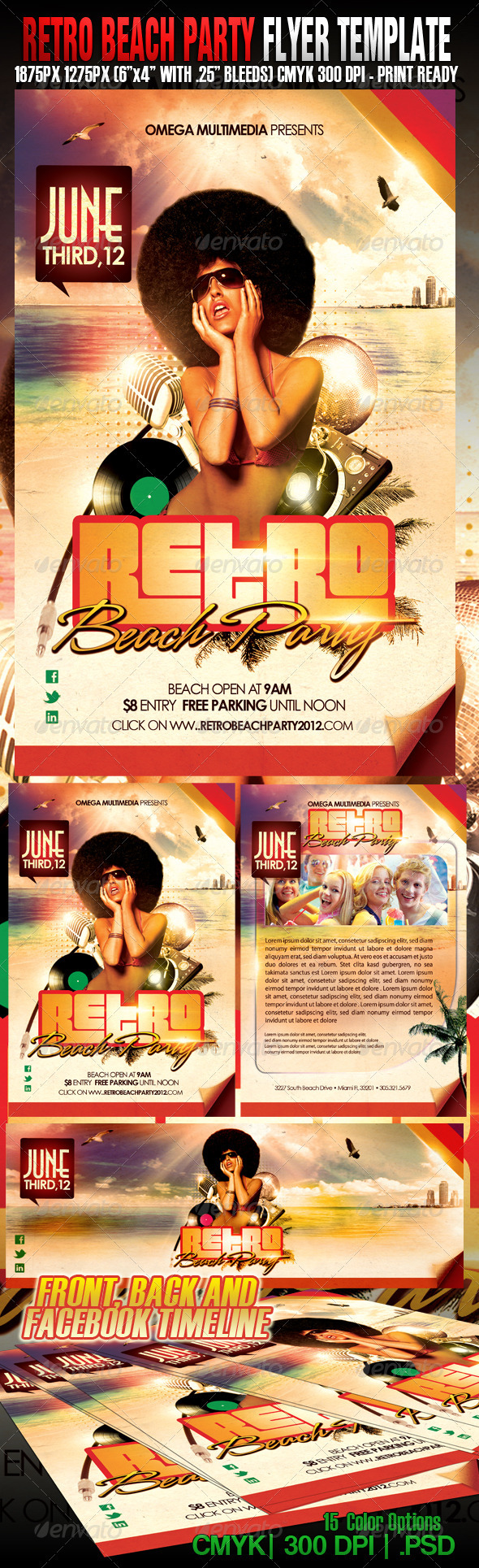 Retro Beach Party - Events Flyers