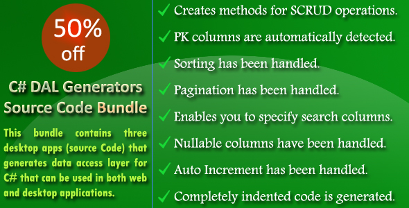 C# DAL Generators Source Code Bundle