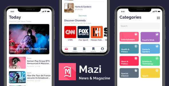 Mazi - News & Magazine for React Native mobile template