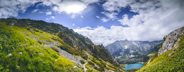 The green valley, Strbske Pleso lake. The Tatras - Stock Photo - Images