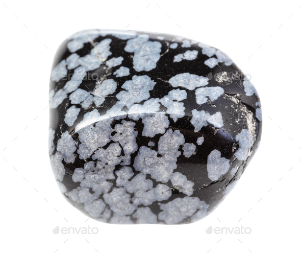 Polished Snowflake Obsidian Gemstone Isolated Stock Photo By Vvoennyy