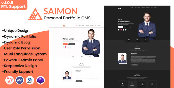 Saimon – Portfolio/CV/Resume CMS