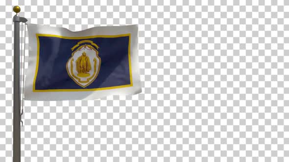Springfield City Flag (Massachusetts, USA) on Flagpole with Alpha Channel - 4K alt