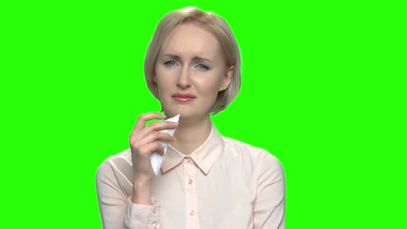 Portrait of Blonde Middle Aged Woman Crying alt