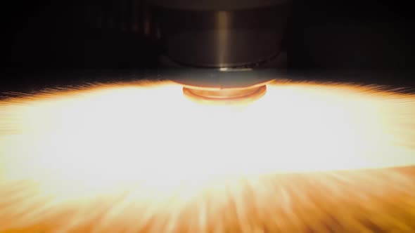 Laser Cutting Machine Working with Sheet Metal with Sparks  Slow Motion