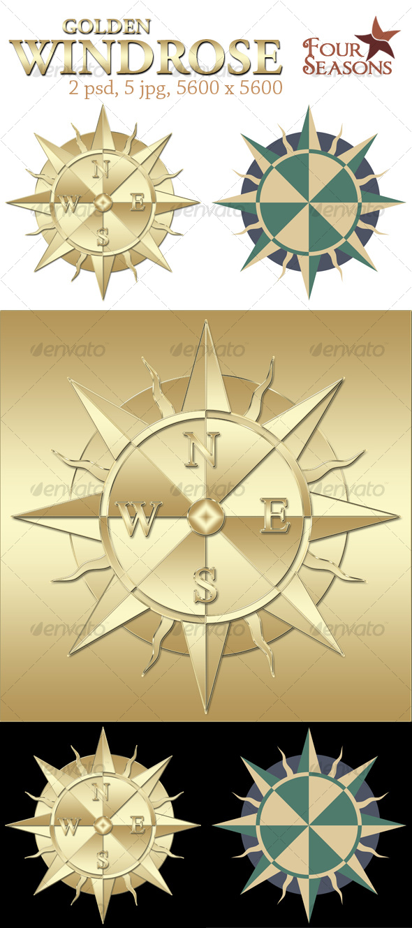Golden windrose - Objects Illustrations