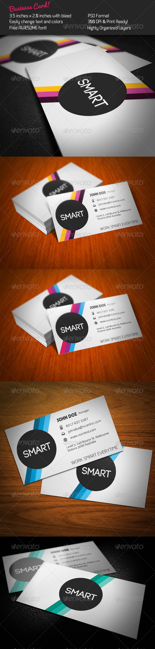 Smart Stripes Business Card - Corporate Business Cards