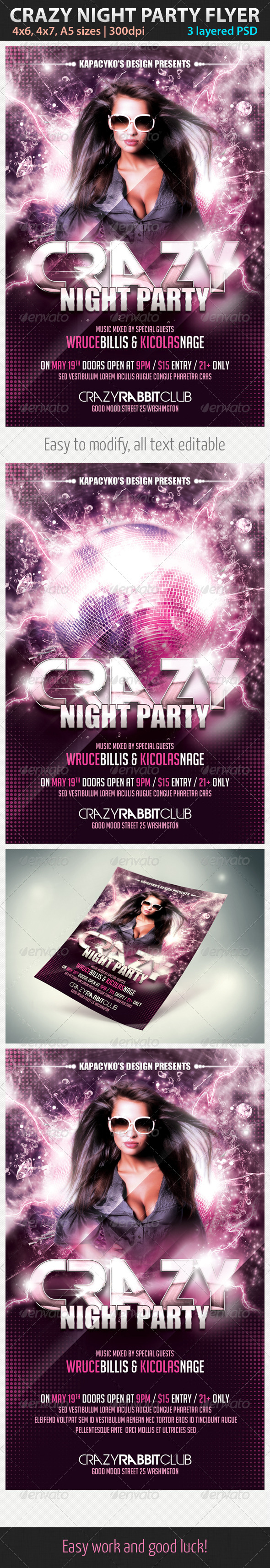 Crazy Night Party Flyer - Clubs & Parties Events