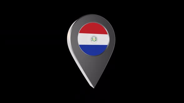 3d Animation Map Pointer With Paraguay New Flag With Alpha Channel - 2K alt
