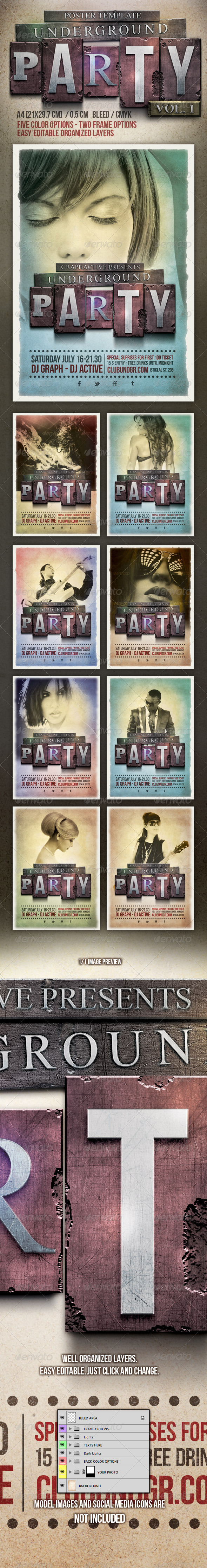 Underground Party Poster Design Template
