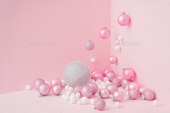 Creative Christmas Design Pink Pastel Color Background New Year Party Concept Stock Photo By Zamurovic