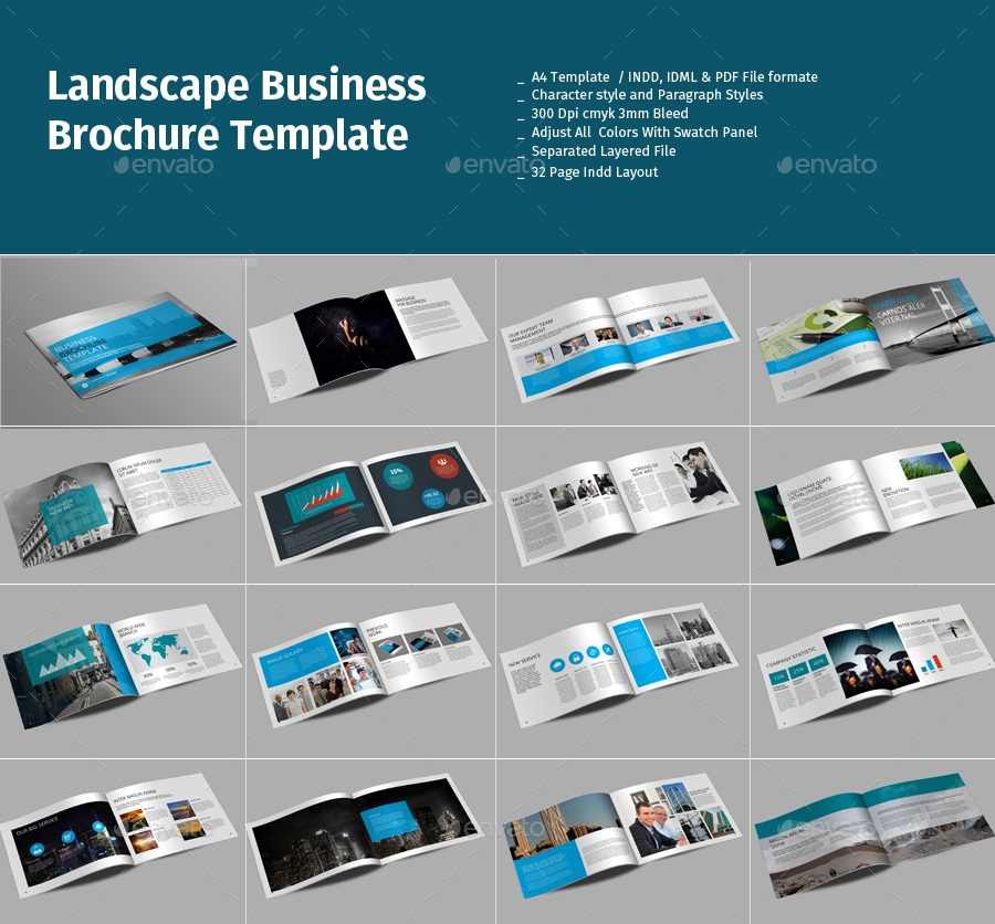 Lanscape Brochure Template Bundle, Print Templates 