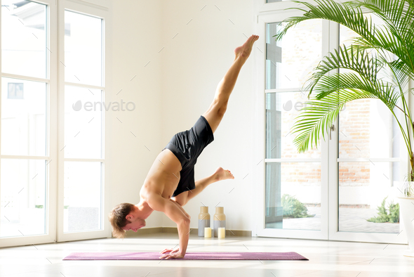 Young Couple Doing Yogi Practicing High Flying Whale Acro Yoga Pose. Young  Man Balancing a Woman on His Feet Stock Vector - Illustration of love,  practice: 291134082