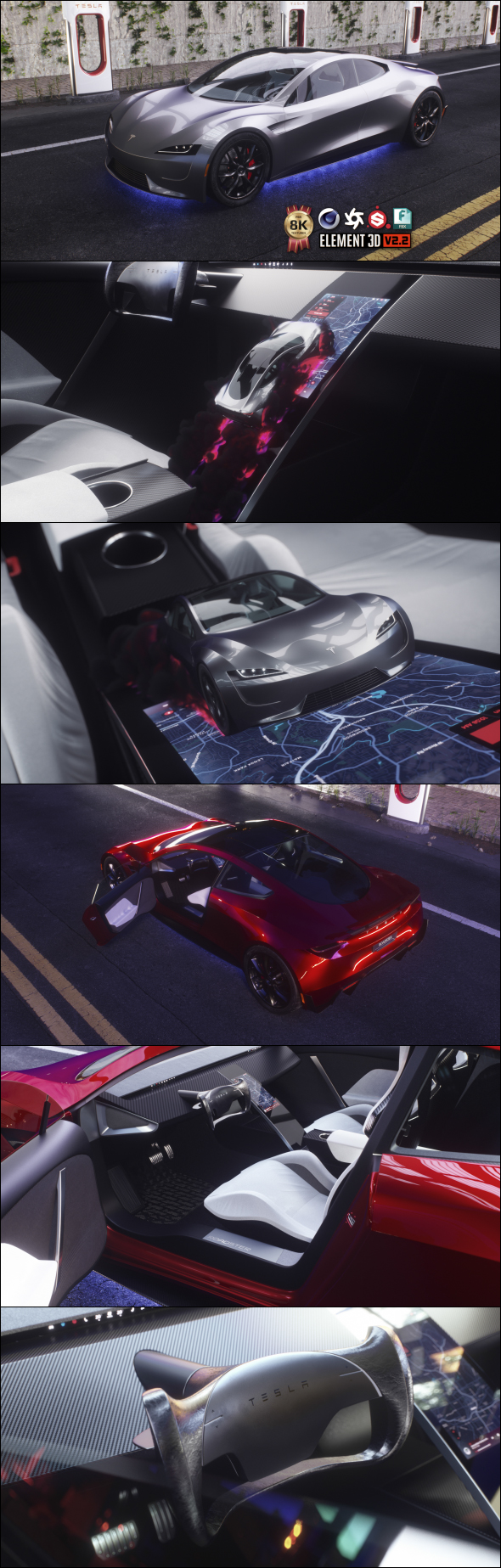 Tesla Roadster Interior - 3Docean 25893519