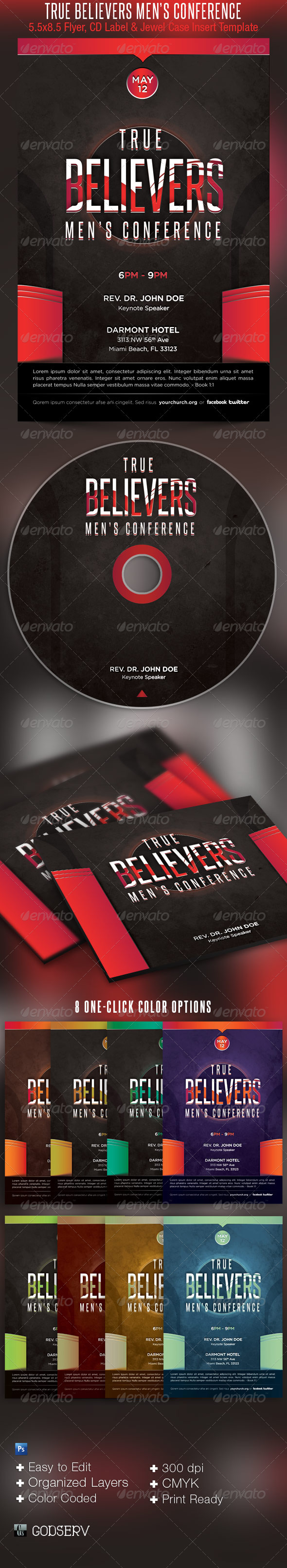 Men Church Conference Flyer CD Template - Church Flyers