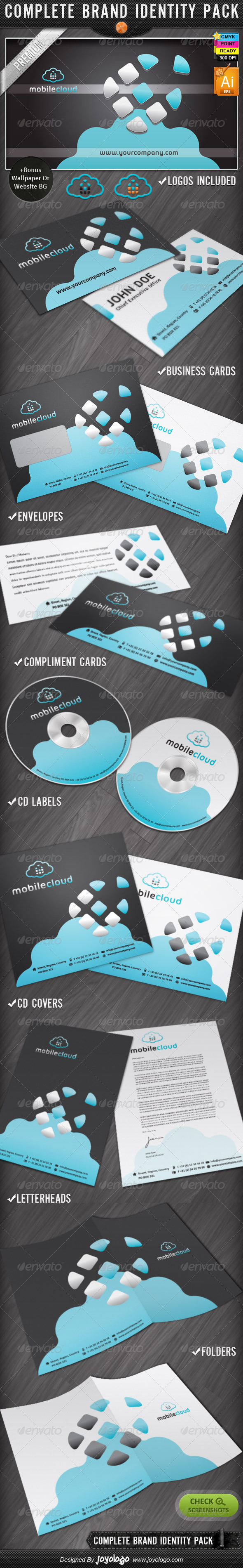 Phone Cloud Mobile IT Business Identity Designs - Stationery Print Templates