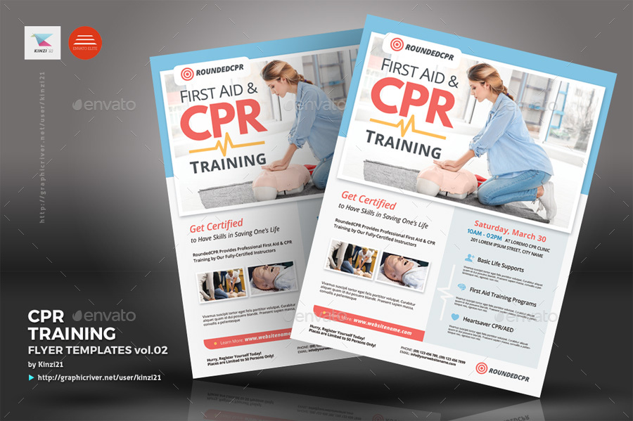 CPR Training Flyer Templates vol.02, Print Templates | GraphicRiver