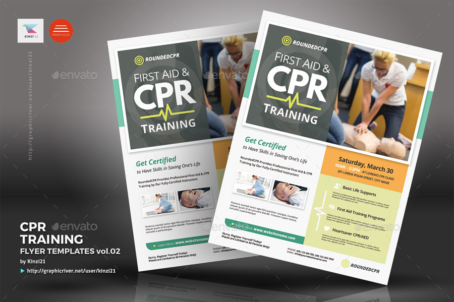 CPR Training Flyer Templates vol.02, Print Templates | GraphicRiver